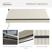 Outsunny 8' x 6.5' Retractable Awning, 280gsm UV Resistant Sunshade Shelter for Deck, Balcony, Yard, Beige and White(m-8)
