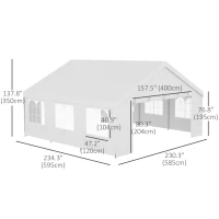 Outsunny Heavy Duty Party Tent, 19.5' x 19' Large Sun Shade Canopy Tent for Parties, Events, BBQ Grill, White(m-3)