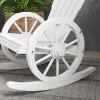Outsunny Wooden Rocking Chair, Adirondack Rocker Chair w/ Slatted Design and Oversized Back, for Porch, and Garden, White(m-8)