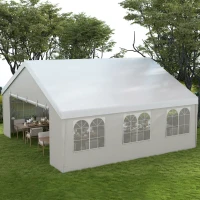 Outsunny Heavy Duty Party Tent, 19.5' x 19' Large Sun Shade Canopy Tent for Parties, Events, BBQ Grill, White(m-1)