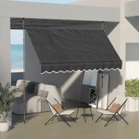 Outsunny 10' x 4' Manual Retractable Awning, Non-Screw Patio Awning, UV Resistant, for Window or Door, Black(m-2)