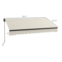 Outsunny 8' x 6.5' Retractable Awning, 280gsm UV Resistant Sunshade Shelter for Deck, Balcony, Yard, Beige and White(m-3)