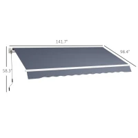 Outsunny 12' x 8' Patio Awning, Canopy Retractable Sun Shade Shelter w/ Manual Crank Handle for Deck, Yard, Dark Gray(m-3)