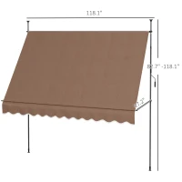 Outsunny 10' x 4' Manual Retractable Awning, Non-Screw Patio Awning, UV Resistant, for Window or Door, Coffee(m-3)