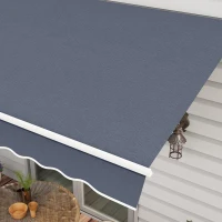 Outsunny 12' x 8' Patio Awning, Canopy Retractable Sun Shade Shelter w/ Manual Crank Handle for Deck, Yard, Dark Gray(m-9)