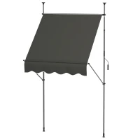 Outsunny 5' x 4' Manual Retractable Awning, Non-Screw Patio Awning, UV Resistant, for Window or Door, Dark Gray(m-1)