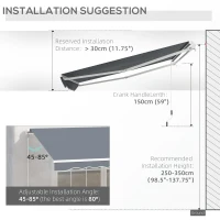 Outsunny 10' x 8' Manual Retractable Awning, Sunhade Shelter Canopy UV Protection for Window Door Patio Deck Yard, Dark Grey(m-10)