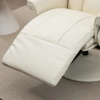HOMCOM Manual Recliner, Swivel Lounge Armchair with Footrest and Cup Holder, Cream White(m-8)