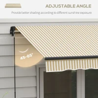 Outsunny 12' x 10' Retractable Awning, 280gsm UV Resistant Sunshade Shelter for Deck, Balcony, Yard, Beige and White(m-5)