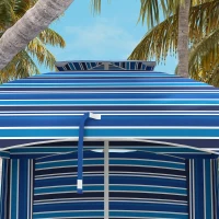 Outsunny 5.8' x 5.8' Cabana Umbrella for Travel, Walls, Vents, Ruffles, Carry Bag, Beach Umbrella, Blue Stripe(m-8)