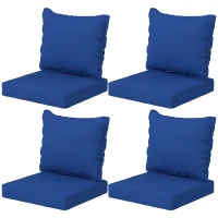 Outsunny 8 Patio Chair Cushions with Seat & Backrest, Fade Resistant Seat Replacement Cushion Set, Navy Blue(m-1)