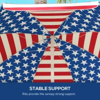 Outsunny 5.7' American Flag Beach Umbrella, Portable Outdoor Sunshade with Tilt & Vented Canopy - Patriotic Design for Beach Days(m-5)