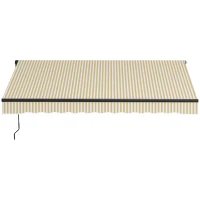 Outsunny 12' x 10' Retractable Awning, 280gsm UV Resistant Sunshade Shelter for Deck, Balcony, Yard, Beige and White(m-1)