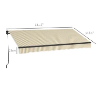 Outsunny 12' x 10' Retractable Awning, 280gsm UV Resistant Sunshade Shelter for Deck, Balcony, Yard, Beige and White(m-3)