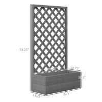 Outsunny Trellis Planter Box for Climbing Plants, Raised Garden Bed w/ Trellis Lattice for Outdoor Garden, Deck, Backyard, Gray(m-3)