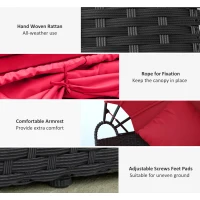 Outsunny 4-piece Round Sofa Bed, Outdoor Daybed with Retractable Canopy, PE Rattan Wicker Patio Lounge Chair(m-4)