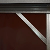 Outsunny 10' x 10' Hardtop Gazebo Canopy, Permanent Pavilion with Hook, Curtains, Aluminum Frame for Patio, Garden, Dark Brown(m-9)