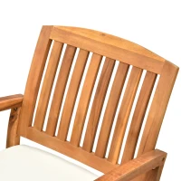 Outsunny Patio Rocking Chair, Indoor Outdoor Wooden Porch Rocker with Cushion for Deck, Balcony, Garden, Patio, Teak(m-9)