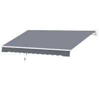 Outsunny 10' x 8' Patio Awning, Manual Retractable Sun Shade with UV Protection and Easy Crank Opening, Dark Gray(m-1)