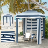 Outsunny 5.8' x 5.8' Cabana Umbrella for Travel, Walls, Vents, Ruffles, Carry Bag, Beach Umbrella, Blue & White Stripe(m-4)
