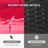 Outsunny 4-piece Round Sofa Bed, Outdoor Daybed with Retractable Canopy, PE Rattan Wicker Patio Lounge Chair(m-7)