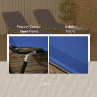 Outsunny Set of 2 Folding Outdoor Lounge Chair, Sun Tanning Chairs with Reclining Back, Breathable Mesh for Beach Patio, Blue(m-6)