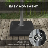Outsunny Cantilever Umbrella Base with Liftable Wheel, Heavy Duty Fillable Umbrella Stand with Adjustable Foot Pads(m-5)