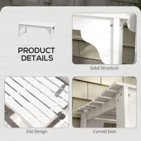 Outsunny Slatted Wooden Garden Bench, Curved Seat Front Porch Bench, White(m-5)