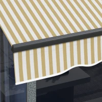 Outsunny 12' x 10' Retractable Awning, 280gsm UV Resistant Sunshade Shelter for Deck, Balcony, Yard, Beige and White(m-9)