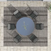 Outsunny 6-Piece Seat Cushion Replacement, Outdoor Patio Chair Cushions Set with Ties, Button Tufted, Charcoal Grey(m-6)