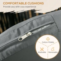 Outsunny Outdoor Dining Chairs Set of 2 Boho Rope Woven Patio Chairs with Cushions for Balcony, Lawn, Garden, Indoor, Dark Grey(m-5)