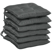 Outsunny 6-Piece Seat Cushion Replacement, Outdoor Patio Chair Cushions Set with Ties, Button Tufted, Charcoal Grey(m-10)