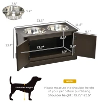 PawHut Elevated Dog Bowls with Storage, Two Stainless Steel Bowls for Large Dogs, Coffee(m-3)