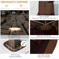 Outsunny 10' x 10' Hardtop Gazebo Canopy, Permanent Pavilion with Hook, Curtains, Aluminum Frame for Patio, Garden, Dark Brown(m-4)