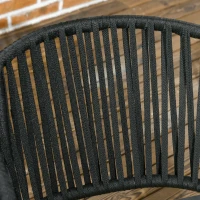Outsunny Outdoor Dining Chairs Set of 2 Boho Rope Woven Patio Chairs with Cushions for Balcony, Lawn, Garden, Indoor, Dark Grey(m-10)