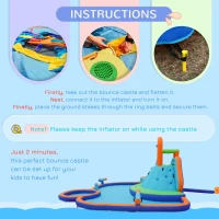 Outsunny 4 in 1 Kids Bounce House w/ Slide, Pool, Climbing Wall, Water Cannon, Blower, Carrying Bag for 3-8 Years(m-7)