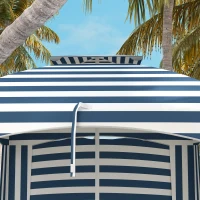 Outsunny 5.8' x 5.8' Cabana Umbrella for Travel, Walls, Vents, Ruffles, Carry Bag, Beach Umbrella, Blue & White Stripe(m-8)