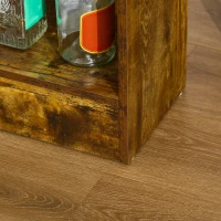 HOMCOM 3 Piece Industrial Small Dining Table Set, Counter Height Bar Table & Stools Set with Storage Shelf, Rustic Brown(m-9)