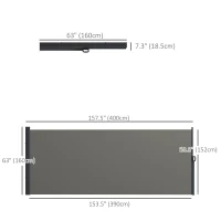 Outsunny 13' x 5' Retractable Side Awning, Outdoor Privacy Screen for Garden, Hot Tub, Balcony, Terrace, Pool, Dark Grey(m-3)