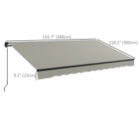 Outsunny 12' x 10' Retractable Awning, 280gsm UV Resistant Sunshade Shelter, for Deck, Balcony, Yard, Light Grey(m-3)