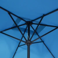 Outsunny 6' x 10' Patio Umbrella with 22 LED Solar Lights and Tilt, Rectangular Outdoor Table Umbrella with Crank, Light Blue(m-10)