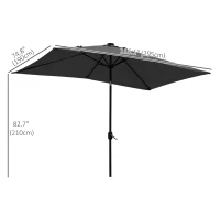 Outsunny 6' x 10' Patio Umbrella with 22 LED Solar Lights and Tilt, Rectangular Outdoor Table Umbrella with Crank, Dark Grey(m-3)