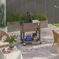 Outsunny 60 Quart Outdoor Cooler Cart, Rolling Ice Chest with Bottom Shelf and Bottle Opener for Backyard, Deck, Poolside Party(m-8)