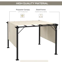 Outsunny 10' x 10' Retractable Pergola with Sun Shade Canopy, for Backyard, Garden, Patio, Deck, Beige(m-4)
