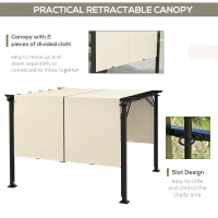 Outsunny 10' x 10' Retractable Pergola with Sun Shade Canopy, for Backyard, Garden, Patio, Deck, Beige(m-5)