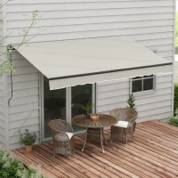 Outsunny 12' x 10' Retractable Awning, 280gsm UV Resistant Sunshade Shelter, for Deck, Balcony, Yard, Light Grey(m-1)
