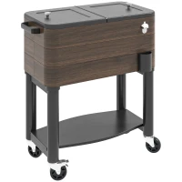 Outsunny 60 Quart Outdoor Cooler Cart, Rolling Ice Chest with Bottom Shelf and Bottle Opener for Backyard, Deck, Poolside Party(m-1)