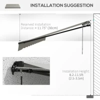 Outsunny 12' x 10' Retractable Awning, 280gsm UV Resistant Sunshade Shelter, for Deck, Balcony, Yard, Light Grey(m-7)
