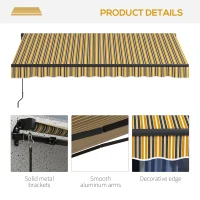 Outsunny 10' x 8' Retractable Awning, 280 GSM UV Resistant Sunshade Shelter for Deck, Balcony, Yard, Amber and Dark Grey(m-9)