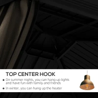 Outsunny 10' x 10' Hardtop Gazebo, Pavilion Gazebo with Curtains, Nettings, Aluminum Frame, Hooks, for Garden, Patio, Dark Brown(m-6)